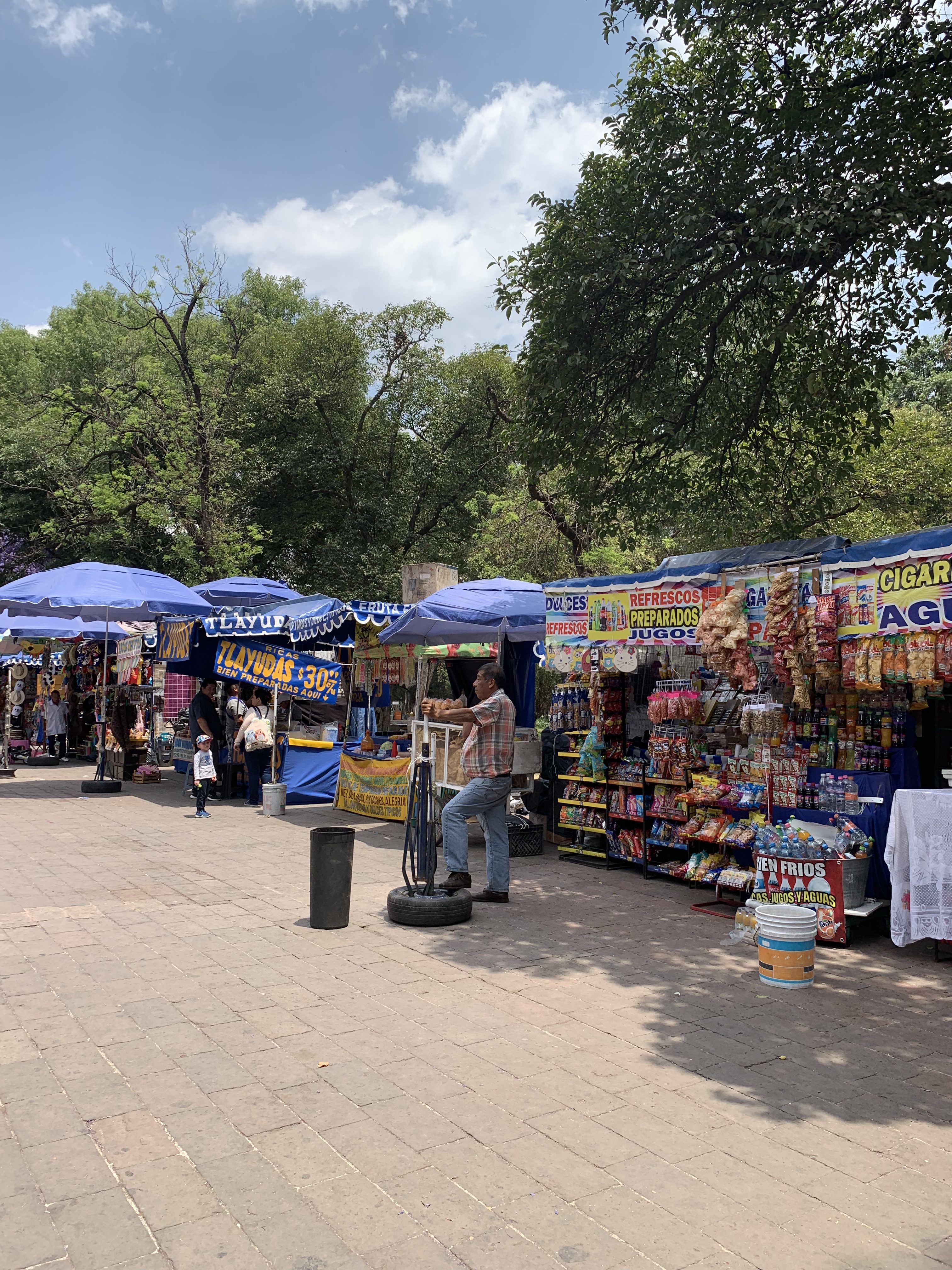 street vendors lined up at El Bosque de Chapultepec