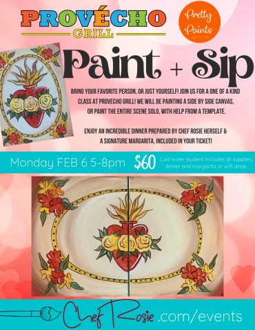 Paint & Sip event at Provecho Grill hosted by Pretty Paints